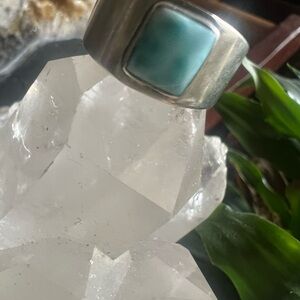 Sterling Silver Ring with Larimar Blue Stone